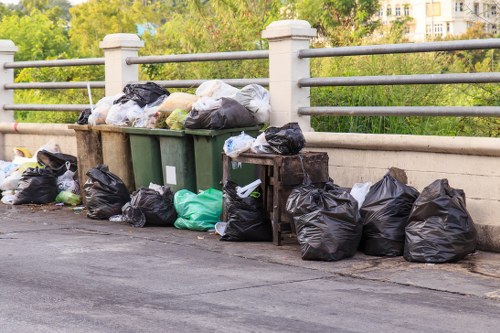 Pile of construction debris ready for disposal in Penge